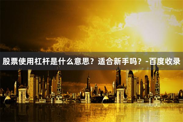 股票使用杠杆是什么意思？适合新手吗？-百度收录